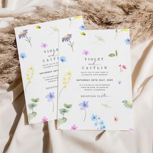 Elegant Floral Wedding Invitation, Simple Wedding Invite, Wildflower Wedding Template, Floral Minimal Wedding, Digital Download