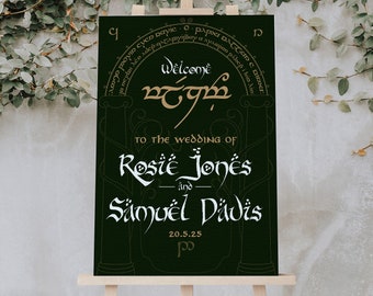 LOTR Welcome Wedding Sign Template, Fantasy Tolkien Inspired Wedding, Doors of Durin Sign Fully Editable, Template Digital Download