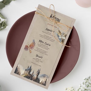 Plantilla de tarjeta de menú de fantasía MÁGICA / Plantilla de menú de boda de mago / Boda temática de fantasía / Fácil de editar / Descarga digital