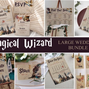 Magical Wizard Wedding Full Bundle Editable Templates Fantasy Wedding Set Watercolour Magical Wedding Custom Signs DIY Templates Download