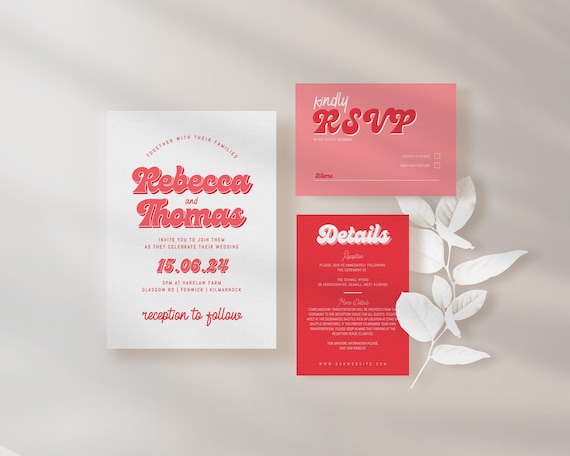 RETRO Wedding Invite Template Modern Wedding Editable RSVP Details Minimal Wedding Invite Suite Simple Editable Invite Digital Download