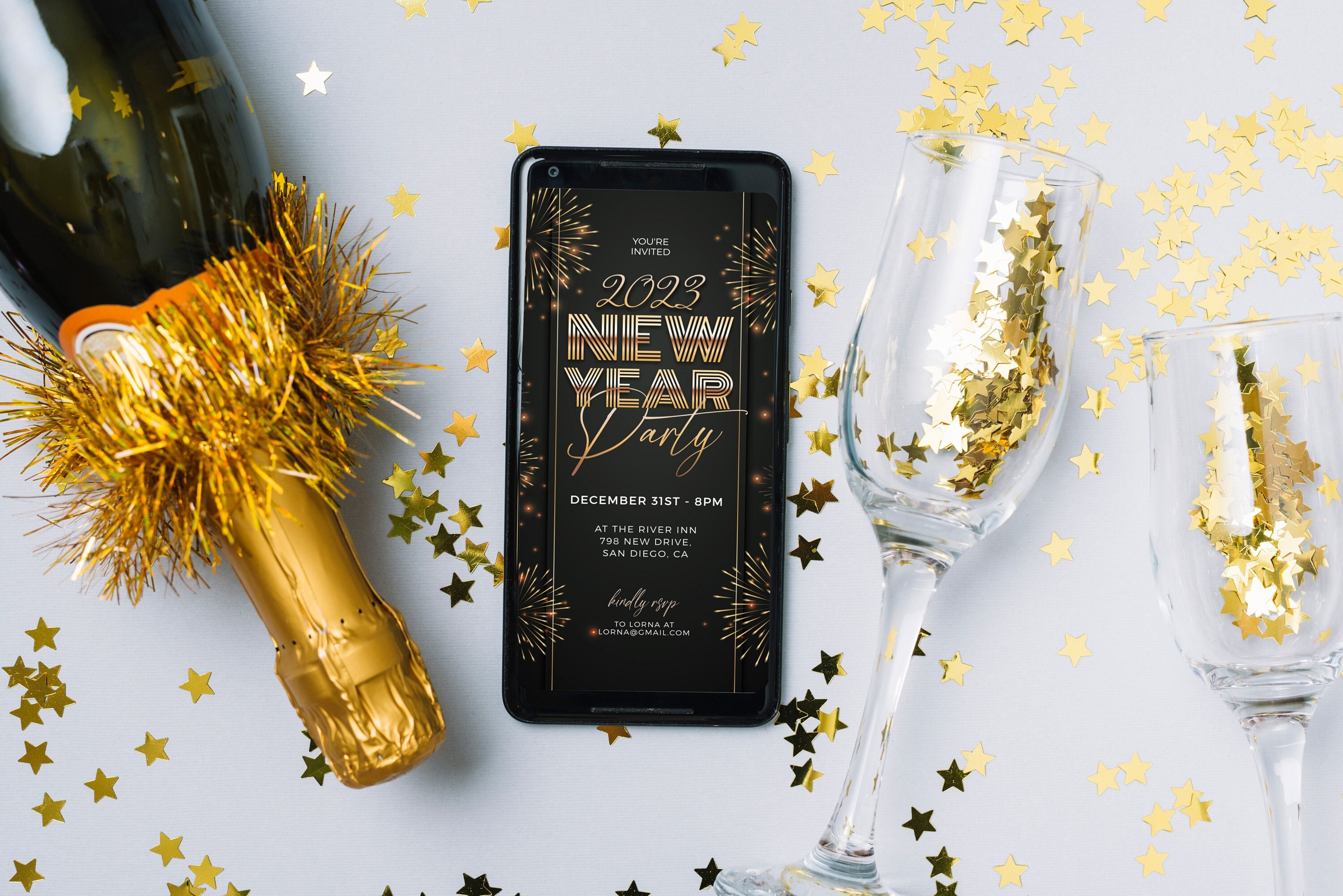 New Year Invitation Editable Template, 2023 New Year Evite, Digital New Year Invitation, New Year Party, Hogmanay Invitation Template