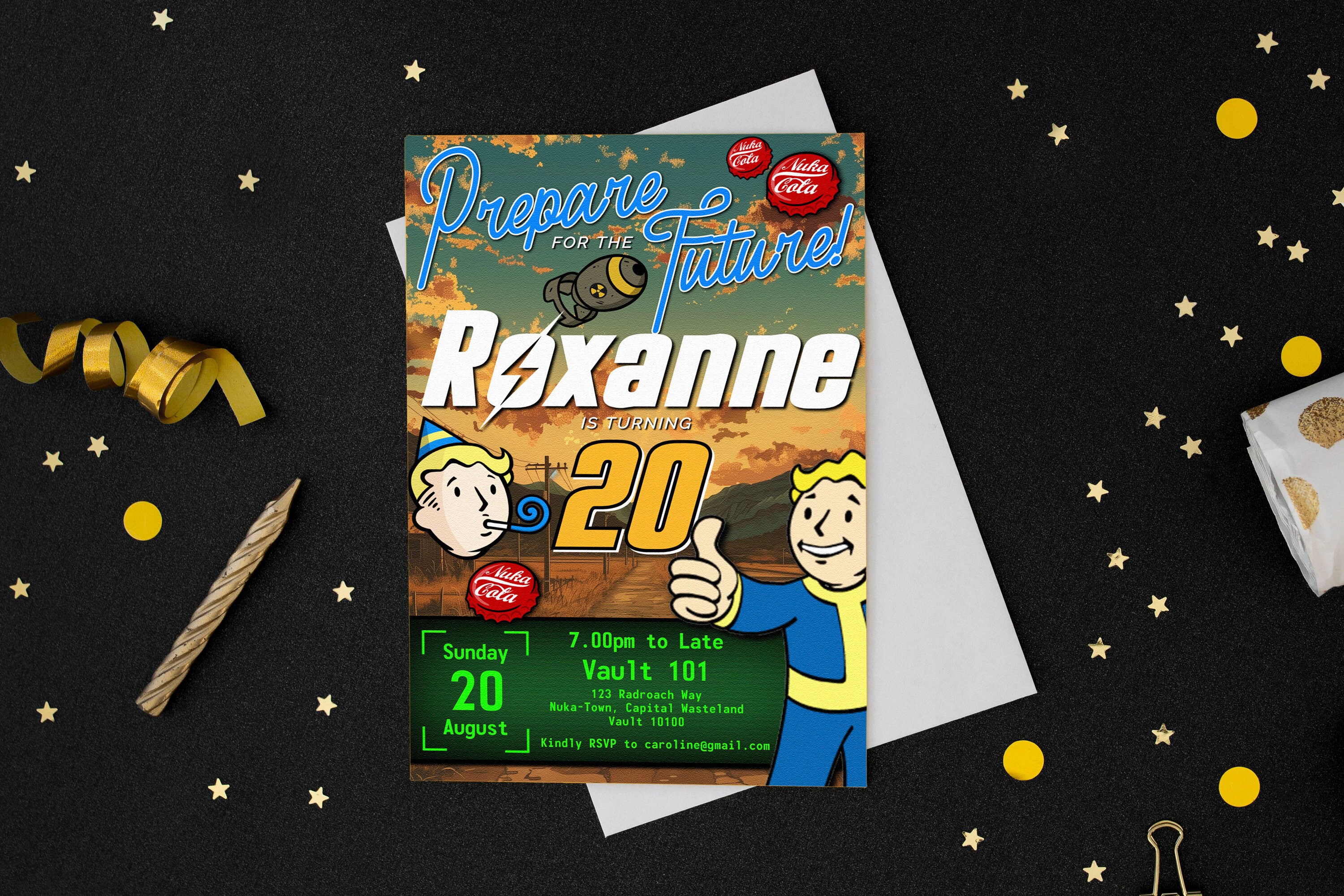 Fallout Invitation Template, Nerdy Birthday Invite Template, Video Game ...