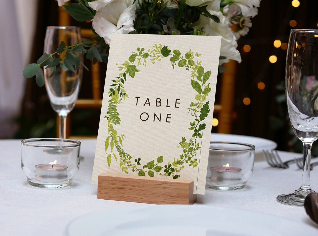 Table Signs Editable Nature Wedding Table Number Template, Wreath Wedding Sign, Minimal ...