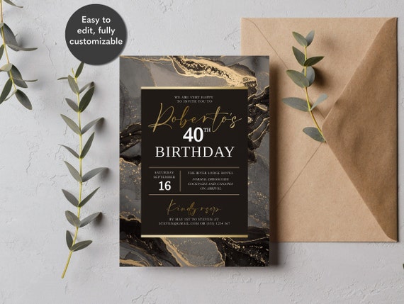 Luxury Birthday Invitation Template to print at home
