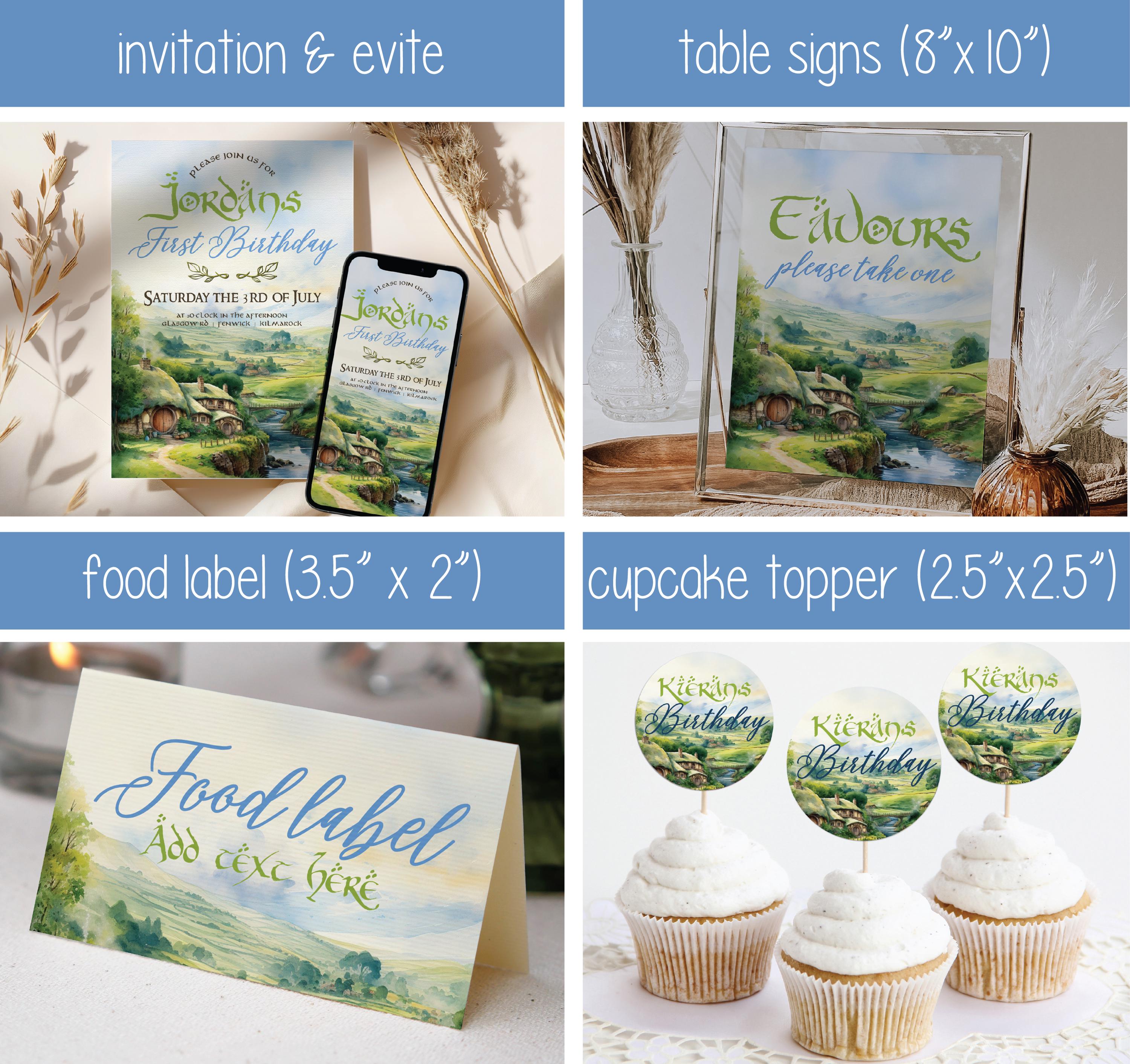 The Hobbit Birthday Large Template Bundle, Editable Nerdy Birthday ...