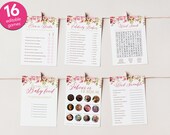 Baby in Bloom Baby Shower Games Bundle Floral Fun Baby Shower Games Printable Shower Spring Baby Editable Templates Digital Download