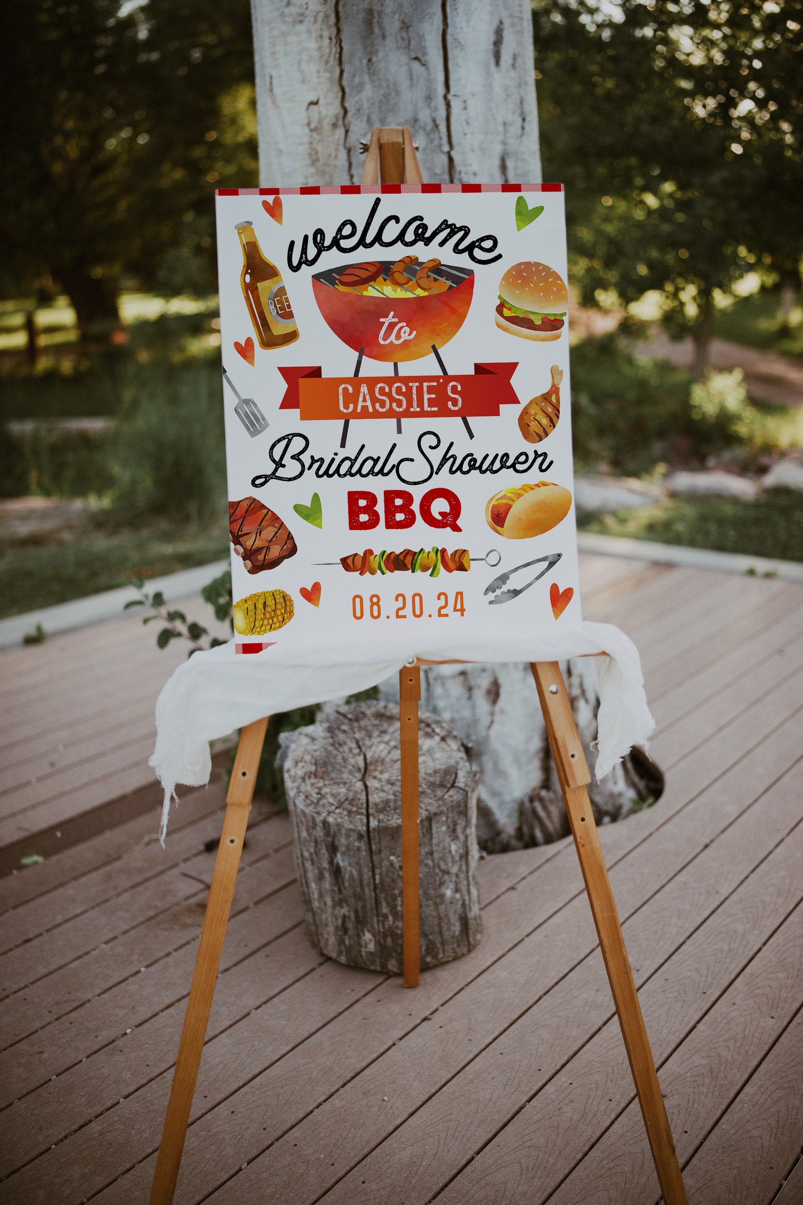 BBQ Bridal Shower Welcome Sign Template, Summer BBQ Welcome Sign ...
