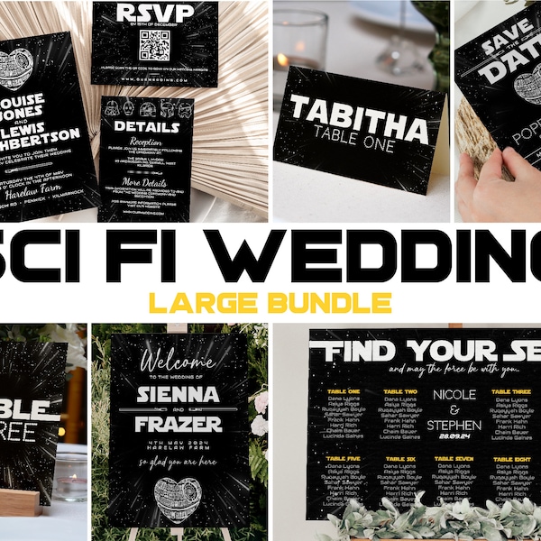 SCI FI Hochzeits-Vorlagen-Reihe Großes Hochzeits-Bundle Druckbare DIY Hochzeit Nerdy Hochzeits-Briefpapier Bearbeitbar Digitaler Download