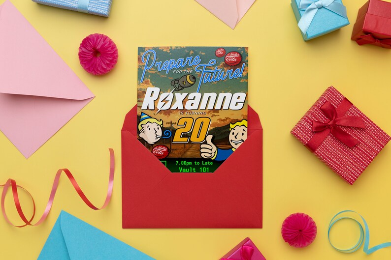 Fallout Invitation Template, Nerdy Birthday Invite Template, Video Game ...