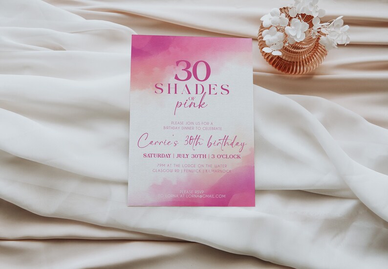 Shades of Pink Birthday Invitation Editable Template Birthday Etsy
