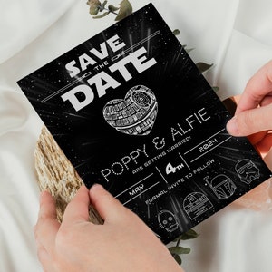 Nerdy Hochzeitseinladung Save the Date Template Sci Fi Geek Hochzeit einladen Bearbeitbare Vorlage Digital DIY Hochzeit Druckbare digitaler Download