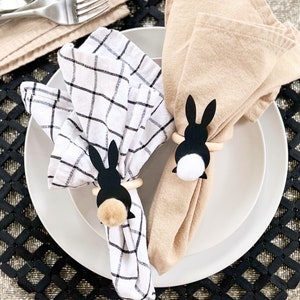 Bunny Napkin Rings for Spring and Easter | tabletop kitchen dinning room decor | dinnerware table settings | wood and natural spring decor