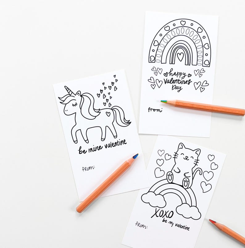 Kids Coloring Page Valentine Cards | Non Candy Activity Valentines for ...