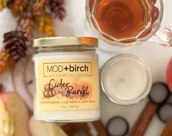Cider Barrel scented soy candle | apple cider candle | apple cinnamon candle | soy wax melts | autumn scented candle | soy candle melts