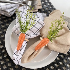 Carott Napkin Rings for Spring and Easter | tabletop kitchen dinning room decor | dinnerware table settings | wood and natural spring decor