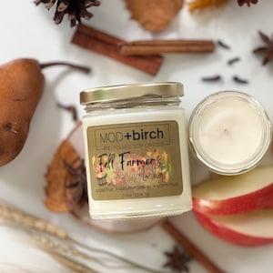 Fall Farmers Market scented soy candle | autumn fruit spice candle | housewarming hostess thank you gift | harvest thanksgiving | wax melts