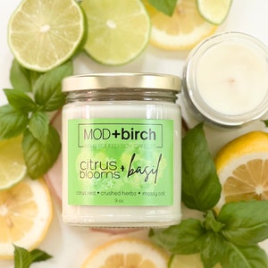 Citrus Blooms & Basil candle | citrus candle | soy candle | jar candle | summer candle | spring candle | lemon candle | lime candle