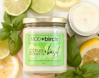 Citrus Blooms & Basil candle | citrus candle | soy candle | jar candle | summer candle | spring candle | lemon candle | lime candle