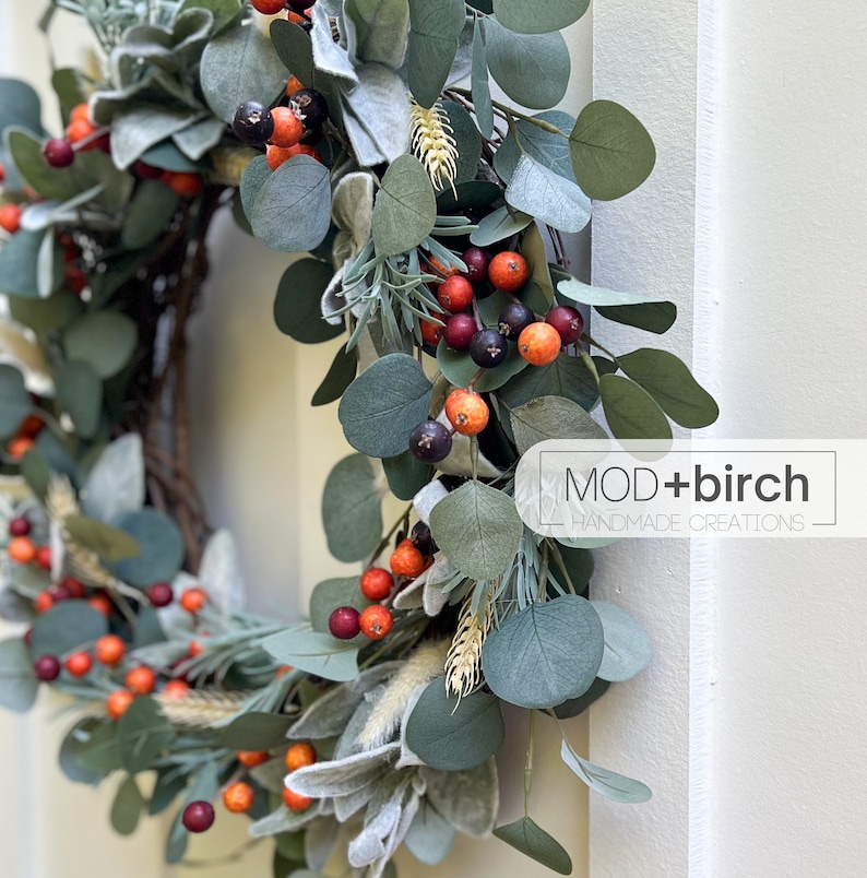 Fall Eucalyptus and Berry Wreath Modern Farmhouse Autumn - Etsy