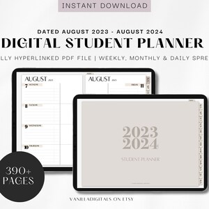 2023-2024 Digital Student Planner, Dated Digital Planner for iPad, GoodNotes Planner, Notability Planner, Academic Daily Planner Minimal