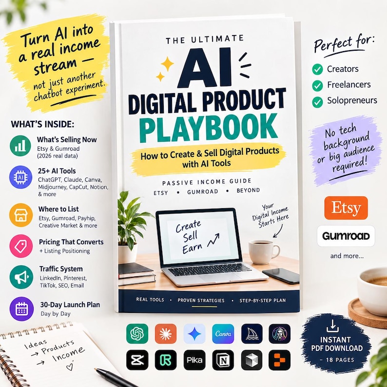 AI Digital Product Playbook: Etsy & Gumroad Seller Guide (PDF) - Etsy UK