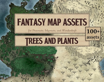 Pincéis e recursos para mapas de fantasia: árvores e plantas | Procreate, Inkarnate, Wonderdraft (download digital) | Construção de mundos, DnD