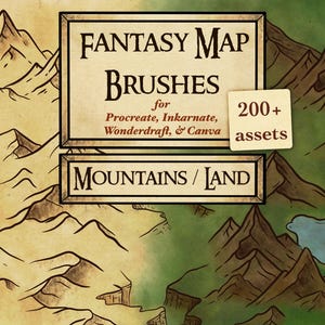 Sets de pinceaux et tampons pour carte fantastique | Montagnes et terre | Procreate, Inkarnate, Wonderdraft, Canva | Cartes fantastiques, construction d'un monde, D&D