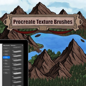 Procreate Map Brushes: 90+ Texture Brush Set (Digital Download) | Fantasy Map Assets, Worldbuilding, D&D