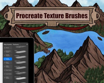 Conjunto de Pincéis de Textura para Mapas no Procreate: Mais de 90 Pincéis (Download Digital) D&D, Criação de Mundos