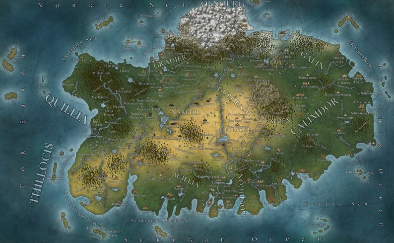 Custom Fantasy Map for Writers, Campaigns, Dnd, Digital Download, Wall ...