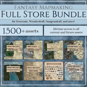 Fantasy Map Brushes & Assets: Full Store Bundle | Procreate, Inkarnate, Wonderdraft (Digital Download) | Worldbuilding, DnD