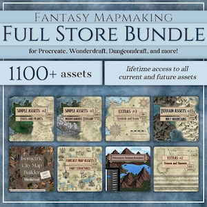 Fantasy Map Brushes & Assets: Full Store Bundle | Procreate, Inkarnate, Wonderdraft (Digital Download) | Worldbuilding, DnD