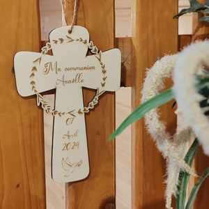 Communion cross, personalized wooden confirmation with first name and date, gift for communion and confirmation