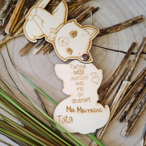 Personalized wooden Godfather/Godmother request with cat model