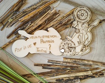 Personalized wooden Godfather/Godmother request with motorcycle model