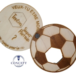 Personalized wooden Godfather/Godmother request with soccer ball model
