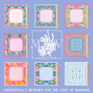 Mahjong Mat with Canvas Bag – Chinoiserie Porcelain Bloom | Neoprene Instructional Table Mat | Smooth Top | 3mm Premium Thickness image 6