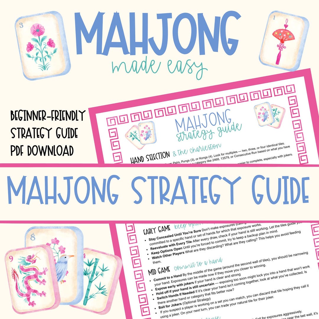 Mahjong Guide.pdf Mahjong Cheat Sheet | Mahjong Strategy Guide | Beginner-friendly ...