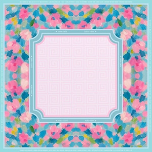 Mahjong Mat – Watercolor Bloom | Painterly Floral Game Mat in Pink & Teal | Instructional Learning Mat + Storage Bag | Neoprene | Gift