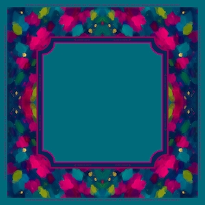 Mahjong Mat – Caroline Peacock | Elegant Teal & Gold Game Mat with Botanical Border | Instructional Learning Mat + Storage Bag | Gift