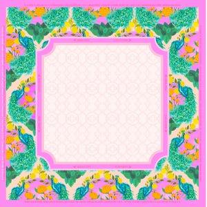 Mahjong Mat – Zesty Plume | Peacock and Lemon Game Mat in Teal and Pink | Instructional Learning Mat + Storage Bag | Neoprene | Gift