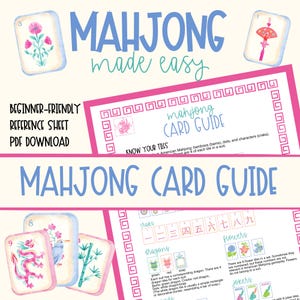 Mahjong fusklapp | Mahjongkortguide | Nybörjarvänlig | Utskrivbar PDF-nedladdning