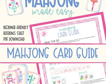 Cheatsheet mahjong | Mahjongkaartgids |  Geschikt voor beginners | Afdrukbare pdf-download