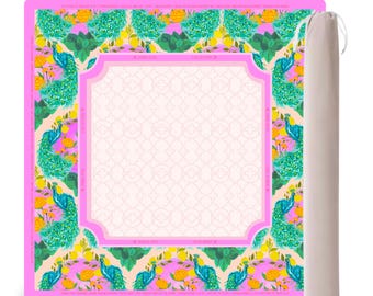 PRE ORDER Mahjong Mat with Canvas Bag – Zesty Plume | Neoprene Instructional Table Mat | Smooth Top | 3mm Premium Thickness | Gift