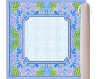 Mahjong Mat with Canvas Bag – Sapphire Soirée | Neoprene Instructional Table Mat | Smooth Top | 3mm Premium Thickness |Gift