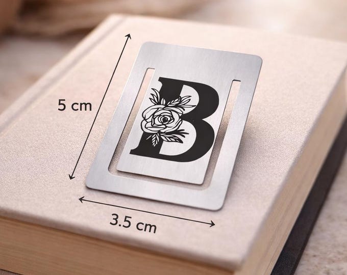 Personalized Stainless Steel Bookmark, Custom Engraved Monogram