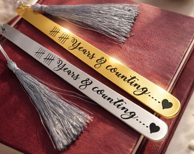 Personalized Tally Mark Bookmark, Engraved Anniversary Gift