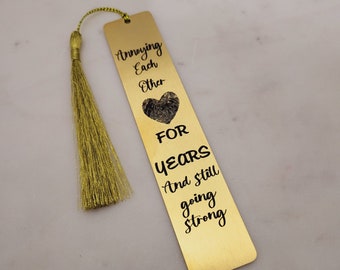 Unique Valentines Day Bookmark with Your Actual Fingerprint Personalized & engraved for Husband Wife Him Her Boyfriend Girlfriend Couples.