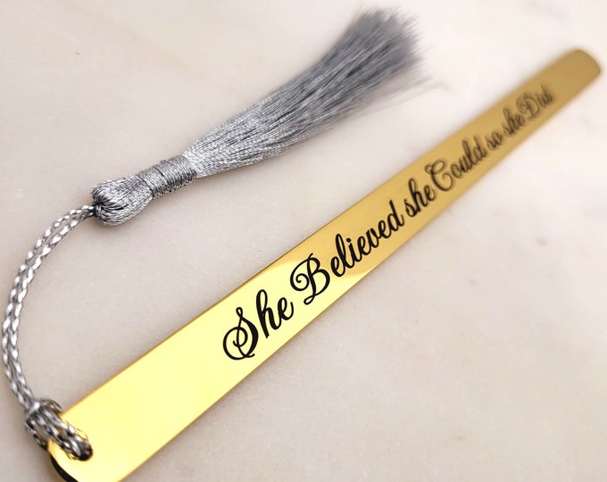 She Believed She Could So She Did | Christmas Bookmark | Metal Bookmark | Graduation Gift | Gift for Book Lover